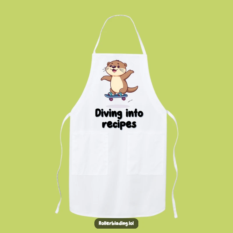 Funny Rollerblading Otter Apron: Cook with Playful Spirit and Otter Fun