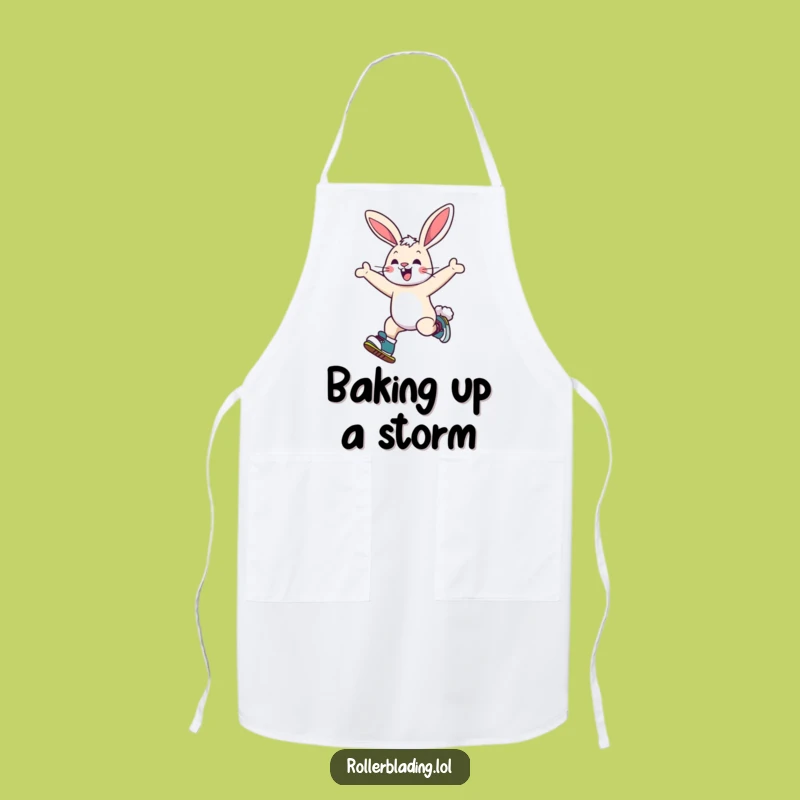 Funny Bunny Roller Skating Apron: Chef Bunny's Jumps, Hilarious Kitchen Gift!