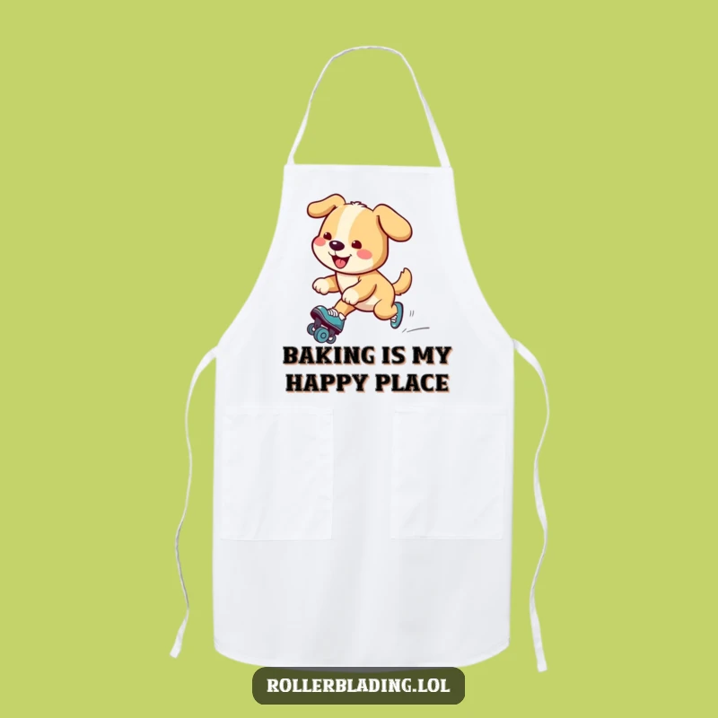 Funny Dog Roller Skating Apron: Chef Pup's Glide, Hilarious Kitchen Gift!