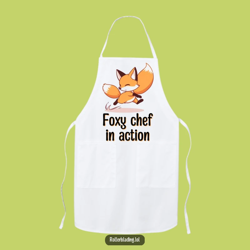Funny Fox Roller Skating Apron: Chef Fox's Speed, Hilarious Kitchen Gift!