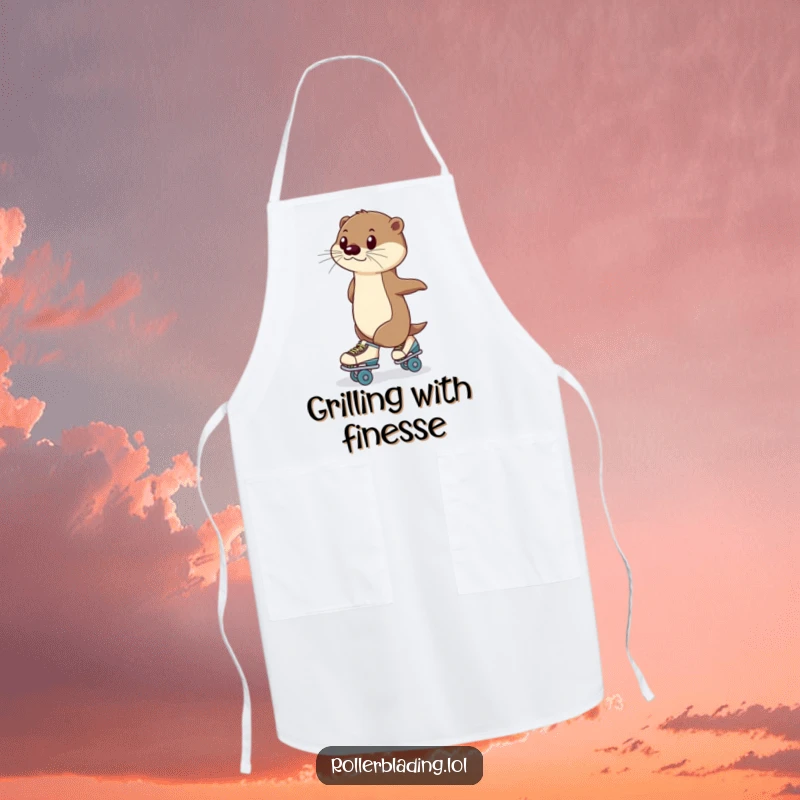 Funny Apron: A poised otter roller skating while cooking, adding a touch of humor and elegance to kitchen chores.