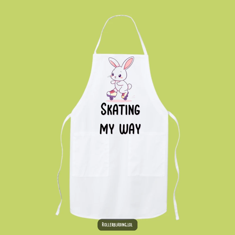 Funny Roller Skating Rabbit Apron: Cook Up Fun with a Curious Bunny's Style