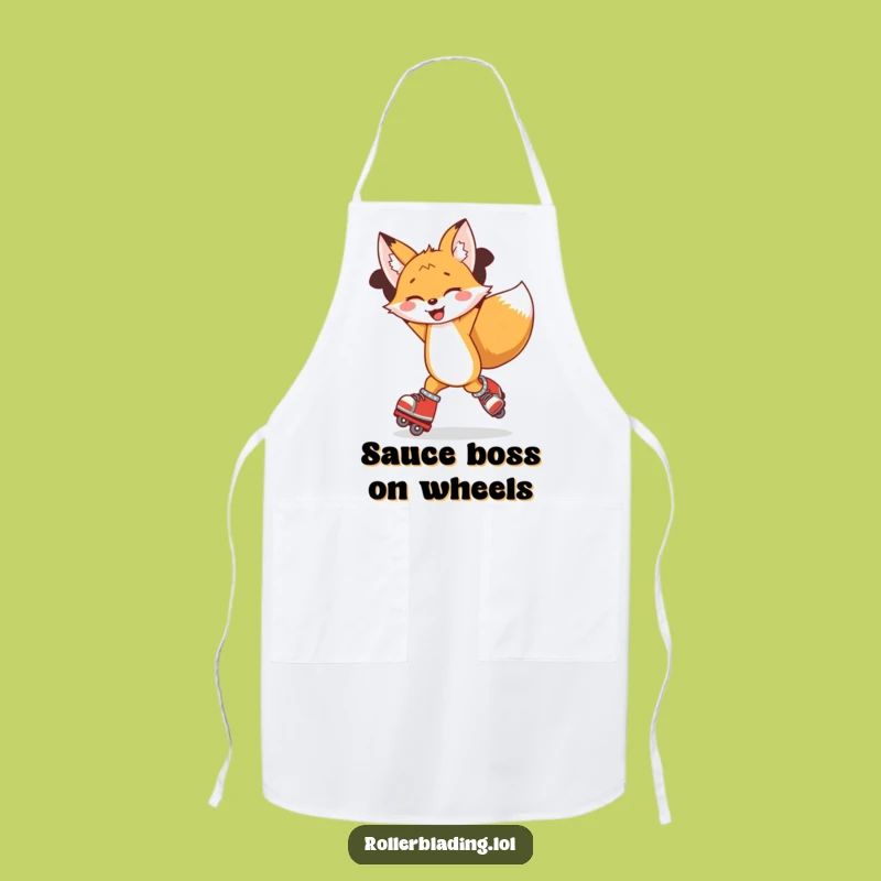Funny Fox Rollerblading Apron - Joyful Chef Spin Gift