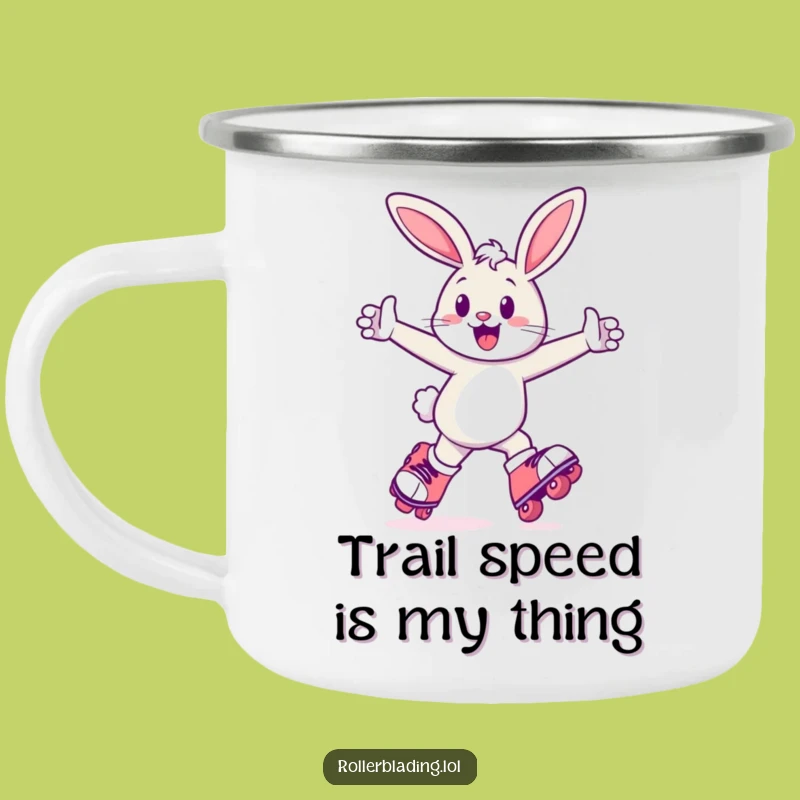 Funny Bunny Roller Skate Camping Mug - Adventure-Ready Humorous Drinkware Gift