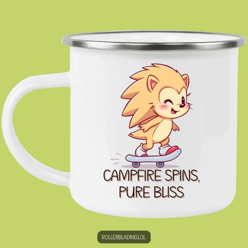 Funny Hedgehog Campfire Mug: Hilarious Skater Theme for Outdoor Fun