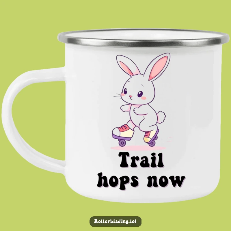 Funny Roller Skating Rabbit Camping Mug: Adventure Hot Drinks with a Curious Bunny
