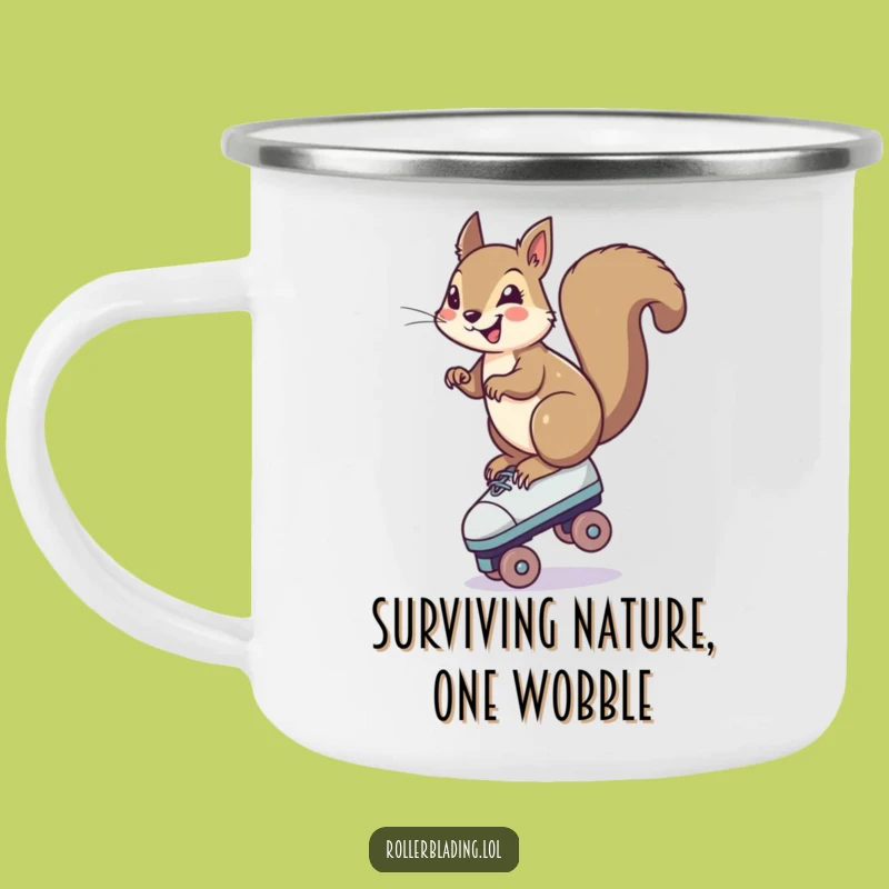 Funny Squirrel Roller Skate Camping Mug: Adventure with a Hilarious Balancing Act