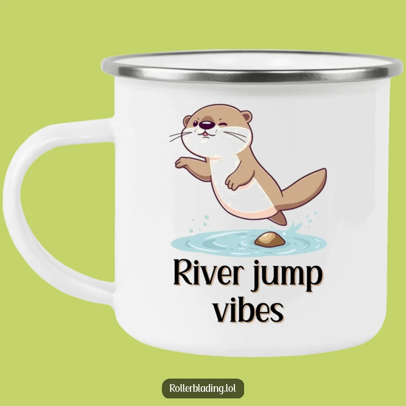Funny Otter Jumping Camping Mug - Outdoor Giggling Wobble Gift