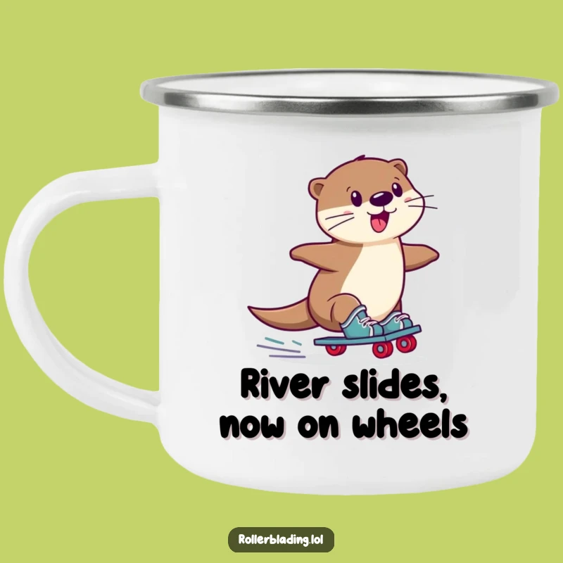 Funny Otter Roller Skate Camping Mug: Adventure with a Wobbly Slide