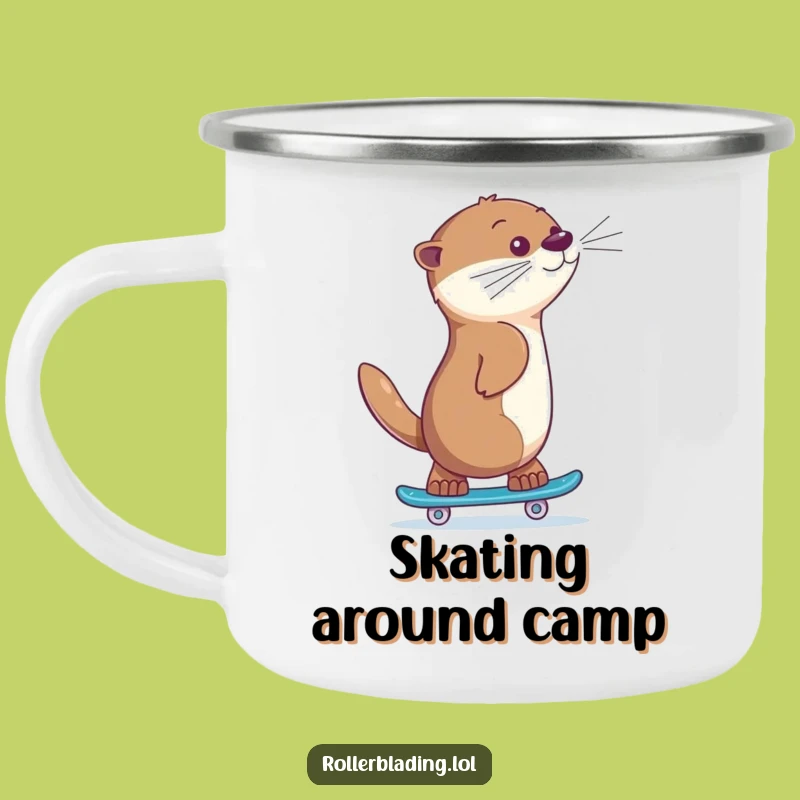 Funny Otter Skating Camping Mug: Backwards Athlete Drinkware, Outdoor Humorous Gift