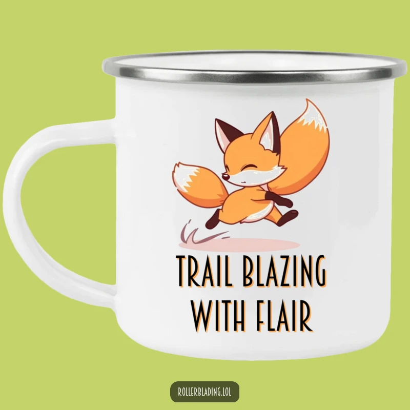 Funny Fox Roller Skating Camping Mug: Adventure Speed, Hilarious Outdoor Gift!