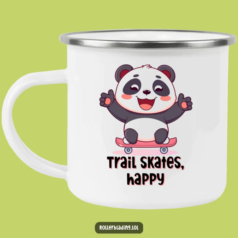 Funny Panda Camping Mug: Joyful Trails on Skates, Outdoor Funny Gift