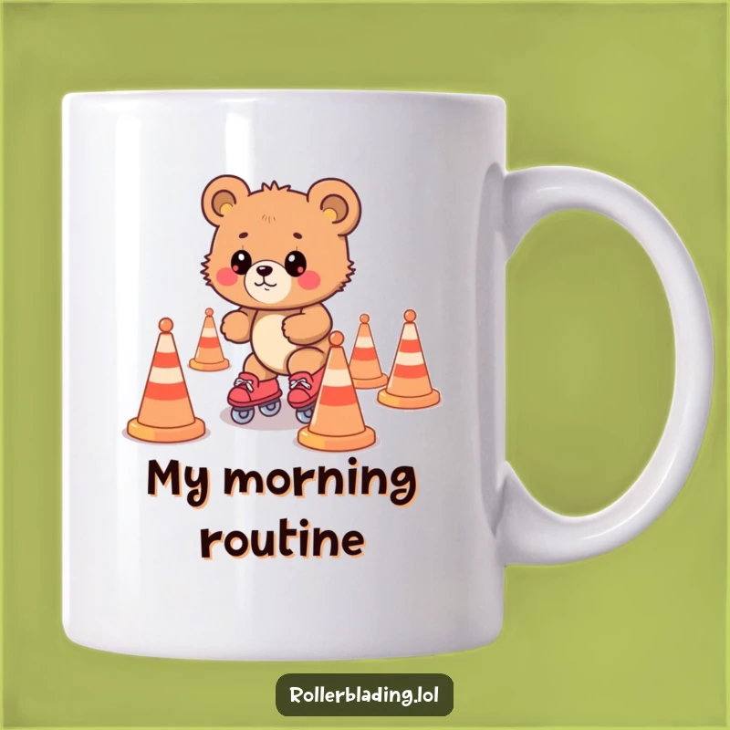 Funny Bear Cub Roller Skating Mug: Adorable & Awkward Skating Gift!