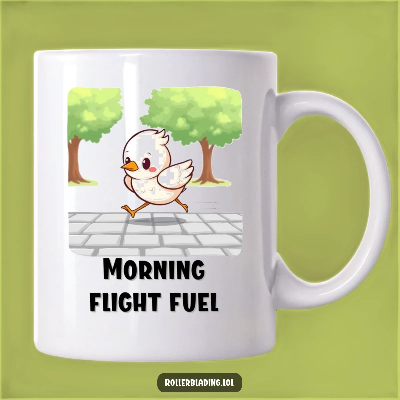 Funny Determined Bird Racing Mug: Fast-Paced Fun Gift