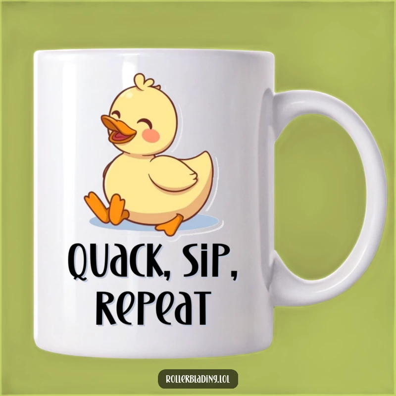 Funny Duck Roller Skating Mug: Happy Smiles & Morning Brew Gift
