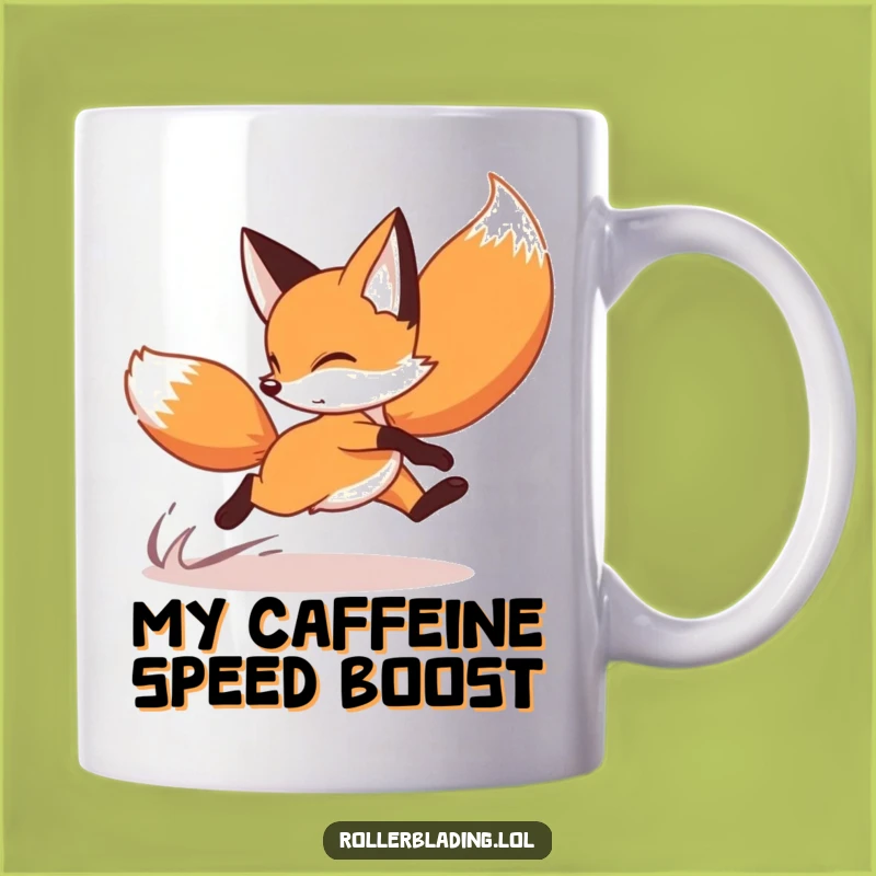 Funny Fox Roller Skating Mug: Swift Moves, Hilarious Gift!