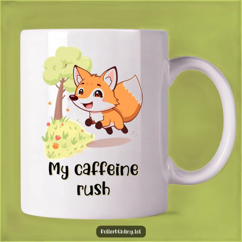 Funny Grinning Fox Mug: Playful Speedster's Path Adventure, Perfect Gift