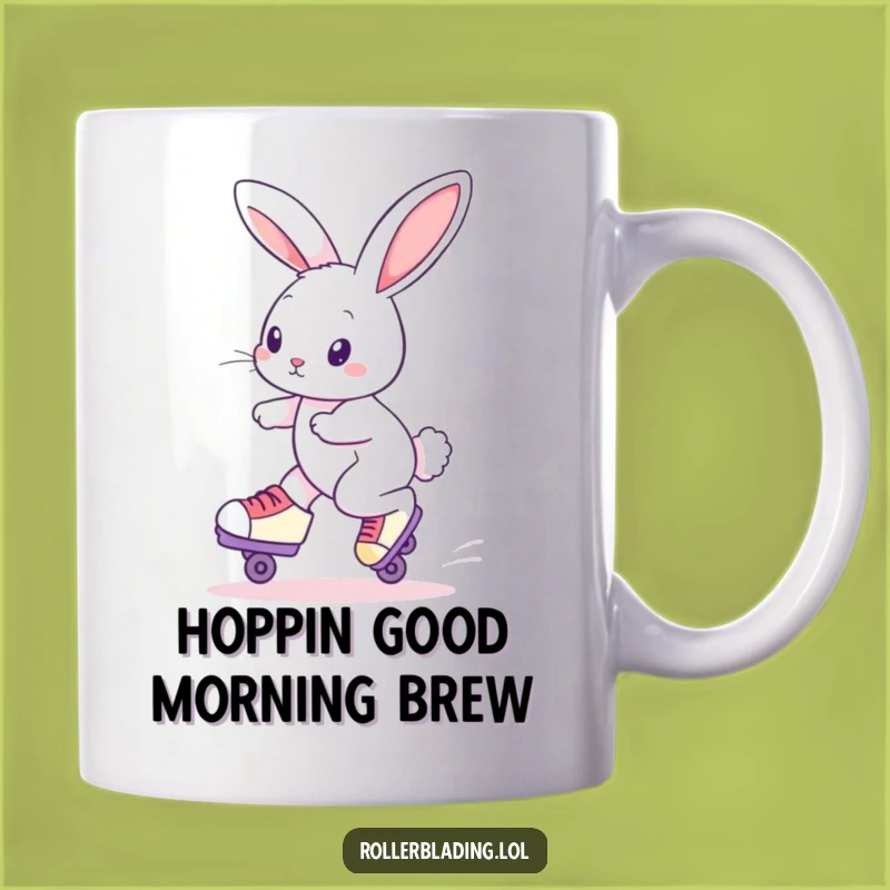 Funny Roller Skating Rabbit Mug: A Curious Friend's Smooth Ride, Perfect Gift