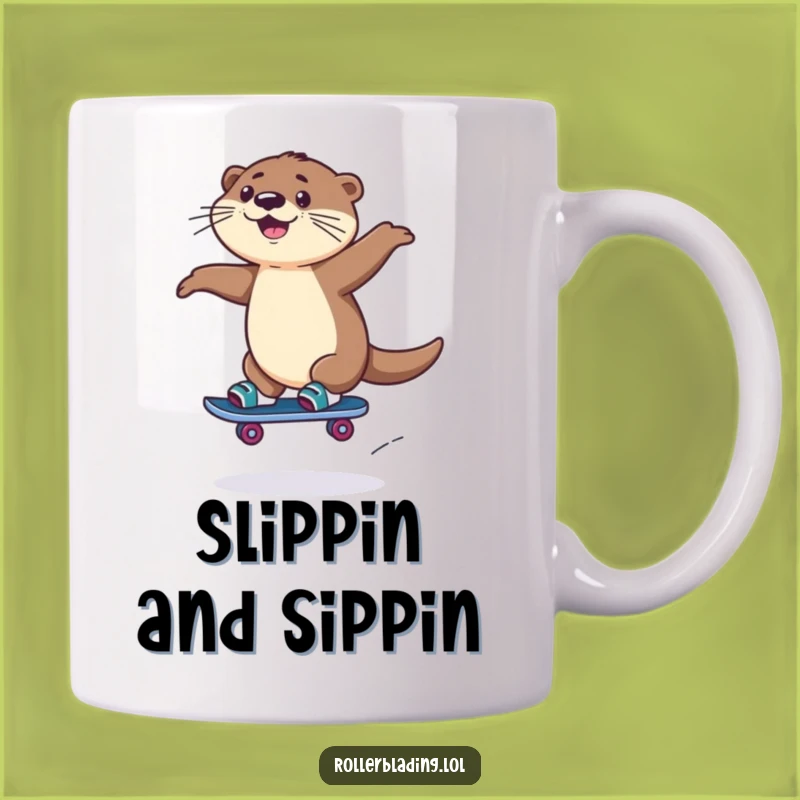 Funny Rollerblading Otter Mug: Playful Jump Fun, The Perfect Gift for Animal Lovers