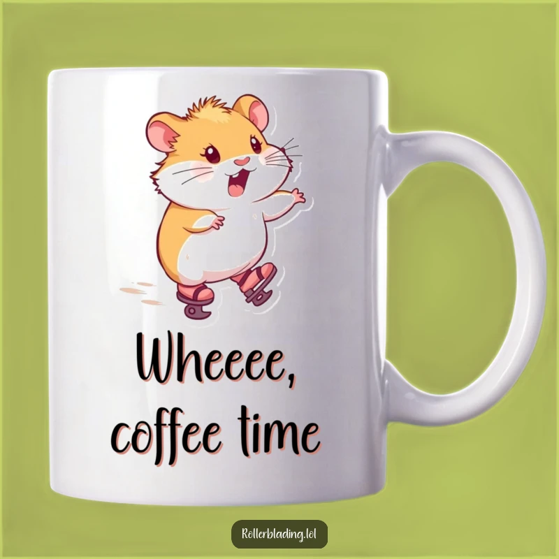 Funny Skating Hamster Mug: Zoom into Fun with This Hilarious Delightful Gift