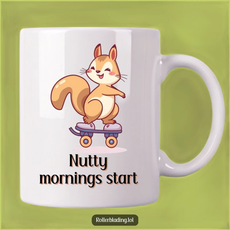Funny Squirrel Roller Skate Mug: Cheerful Balance Act, Perfect Funny Gift