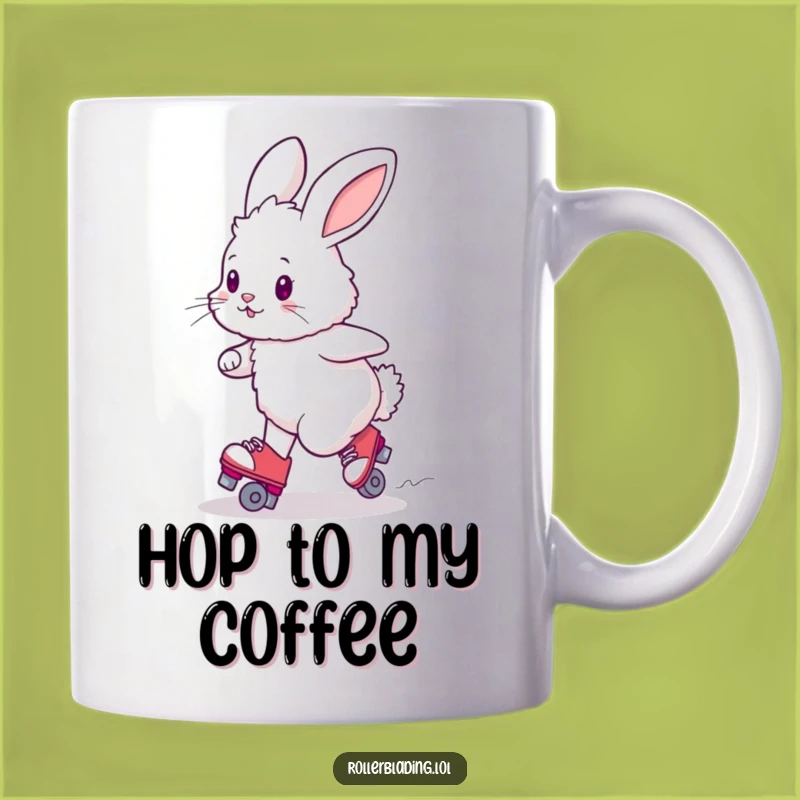 Funny Bunny Roller Skating Mug: Wobbly Fun Gift for Skaters