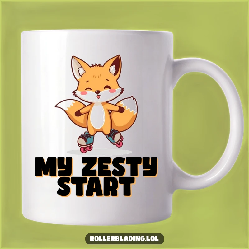 Funny Fox Roller Skate Mug: Playful Hop Action, Quirky Athlete Gift