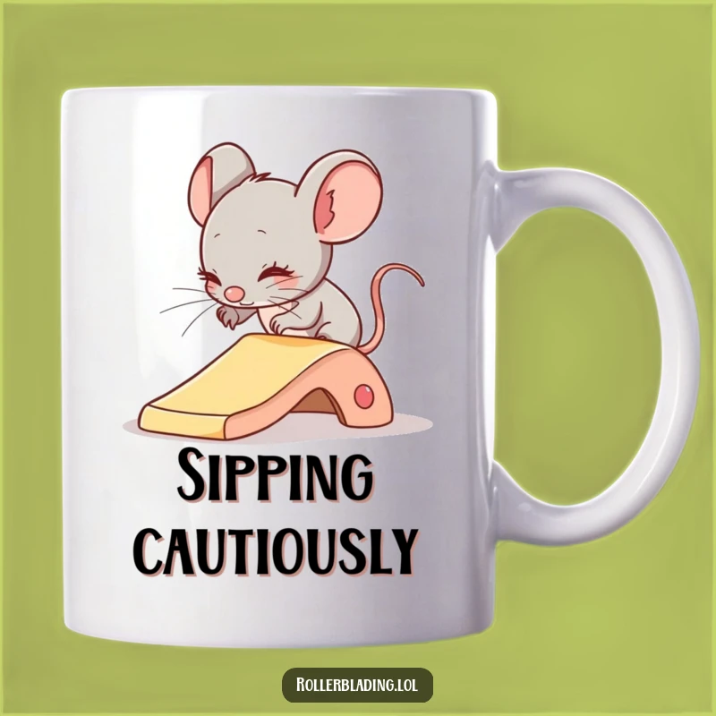 Funny Shy Mouse Sliding Mug - Cautious Pet Gift Idea
