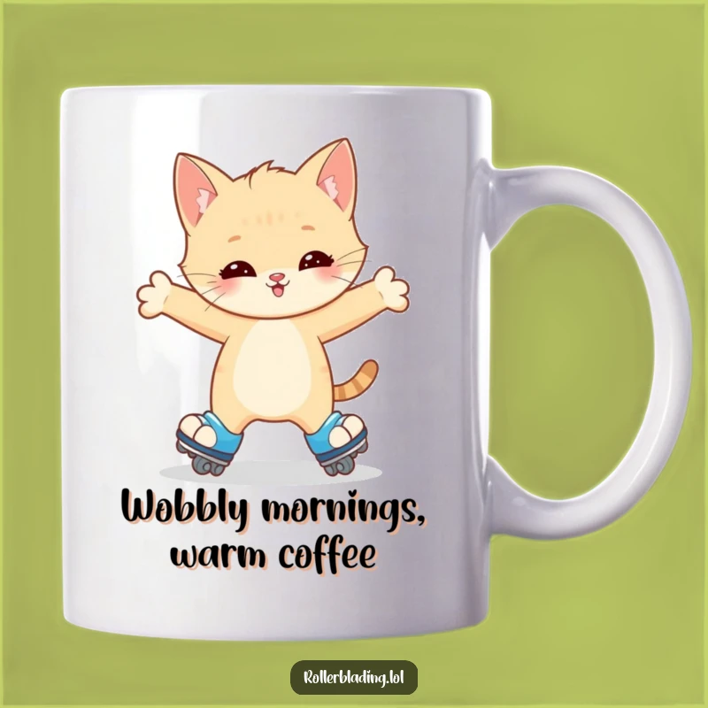 Funny Kitten Roller Skate Wobble Mug - Adorable and Hilarious Gift for Beginners