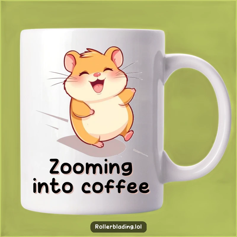 Funny Giggling Hamster Mug - Speeding Downhill, Perfect Gift for Fun Lovers