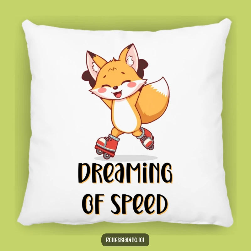 Funny Fox Rollerblading Pillow - Cozy Joyful Spin Decor