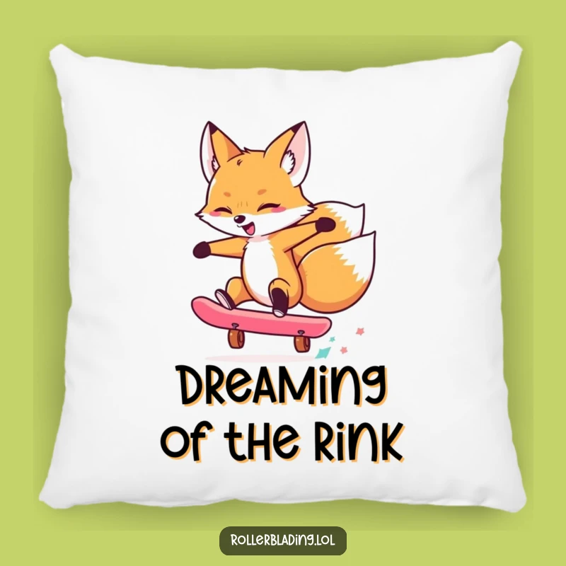 Funny Fox Skate Trick Pillow: Comfy Decor with a Humorous Touch