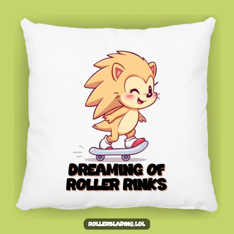 Funny Hedgehog Skater Pillow: Cozy Comfort with a Hilarious Skating Theme