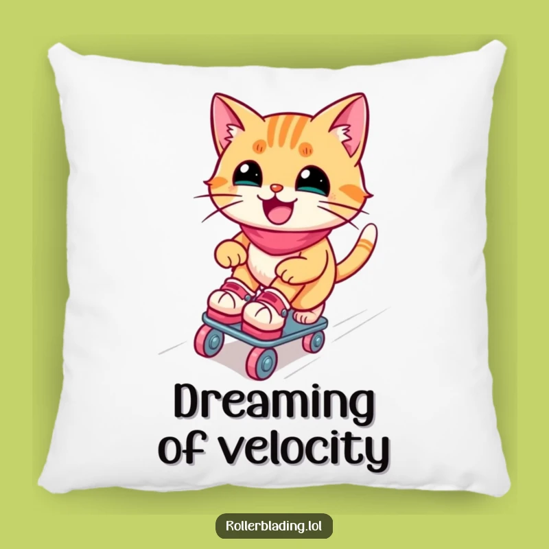 Funny Roller Skating Cat Pillow: Cozy Comfort with a Joyful Feline's Smooth Ride