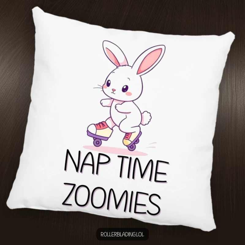 Funny Roller Skating Rabbit Pillow: A curious rabbit glides on roller skates, adding a cozy and humorous element to any room.