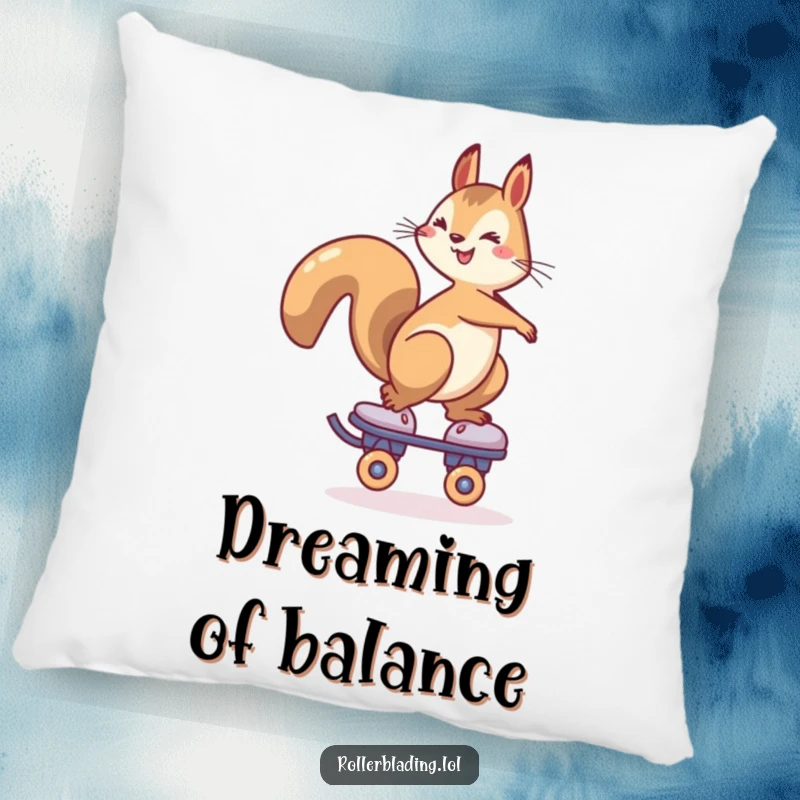 Funny Squirrel Roller Skate Pillow: A cheerful squirrel balances on one roller skate, bringing soft comfort and humorous appeal.