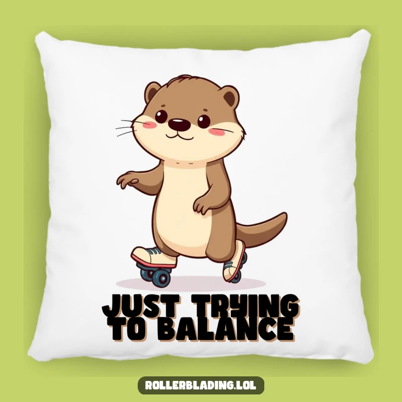 Funny Otter Roller Skating Pillow: Cozy Wobbles, Hilarious Comfort Gift!