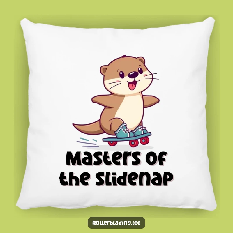 Funny Otter Roller Skate Pillow: Cozy Comfort with Wobbly Slide Humor