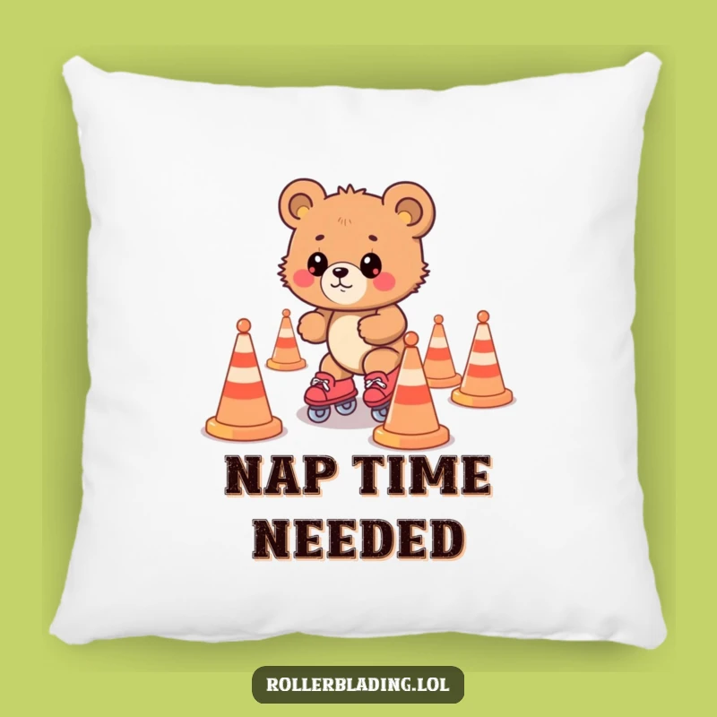 Funny Bear Cub Roller Skating Pillow: Cute & Comfy Fun!