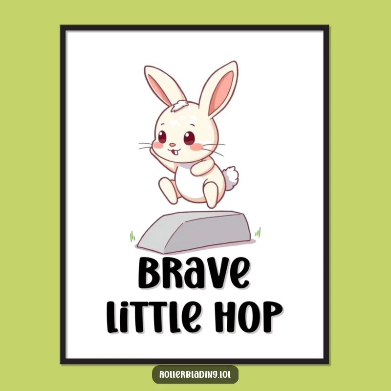 Funny Curious Bunny Digital Art: Brave Jump's Attempt, Instant Download Gift