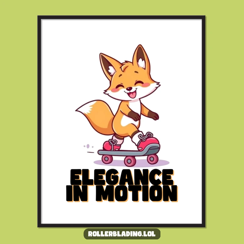 Funny Fox Roller Skate Slide Digital Art - Dramatic and Stylish Decor Gift