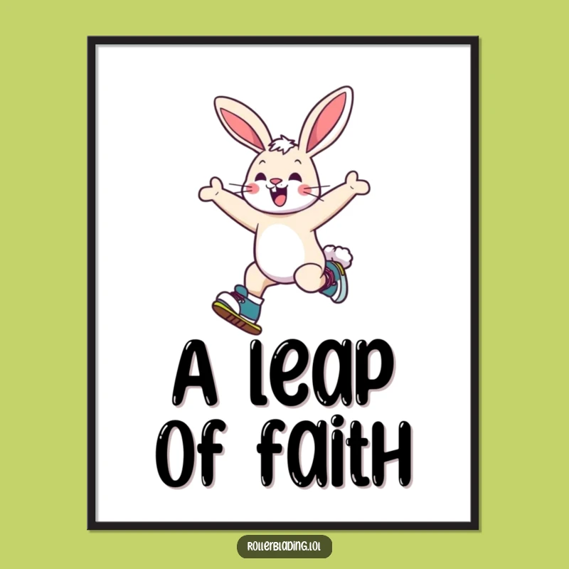 Funny Bunny Roller Skating Art Print: Joyful Jumps, Hilarious Decor Gift!
