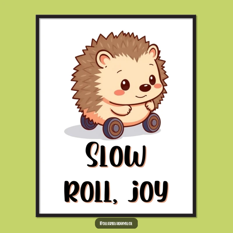 Funny Hedgehog Digital Art: Hesitant Roll Wall Decor, Unique Funny Gift