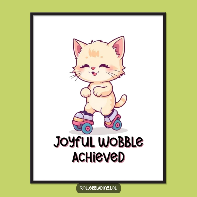 Funny Kitten Roller Skates Digital Art: Instant Feline Fun Download