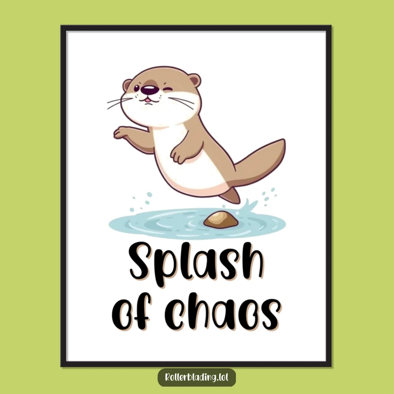 Funny Otter Jumping Digital Print - Giggling Wobble Art, Download