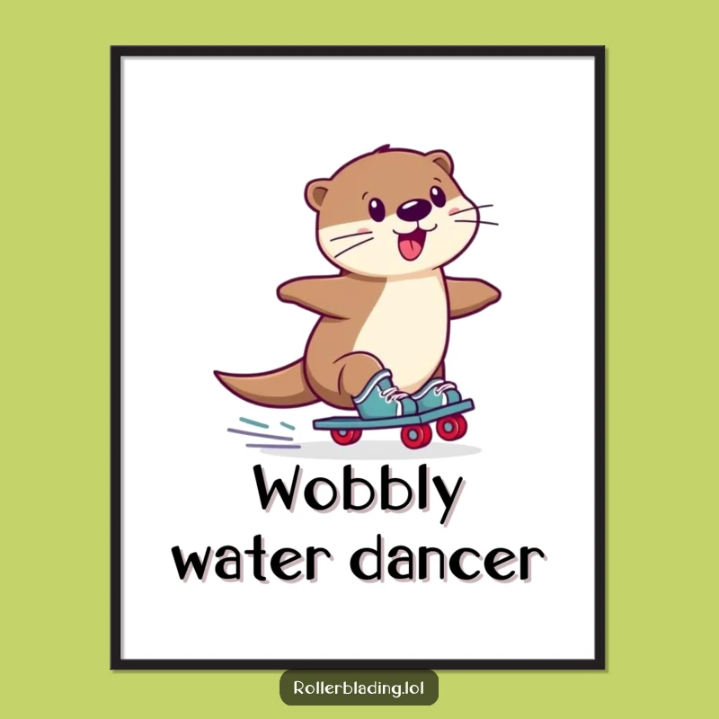 Funny Otter Roller Skate Digital Print: Wobbly Slide Art for Instant Charm