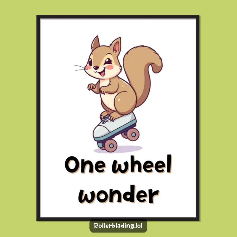 Funny Squirrel Roller Skate Digital Print: Hilarious Balancing Act Art for Instant Charm