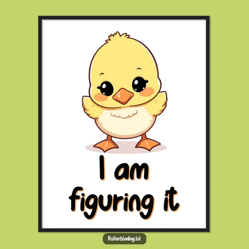 Funny Wobbly Duckling Digital Art: Adorable Illustration for Instant Decor