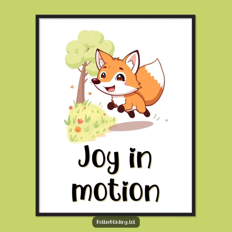 Funny Grinning Fox Digital Art: Playful Speedster's Path, Instant Download Gift