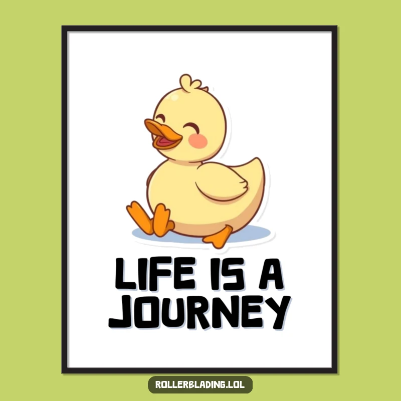 Instant Funny Duck Roller Skating Digital Art Print: Happy Home Decor
